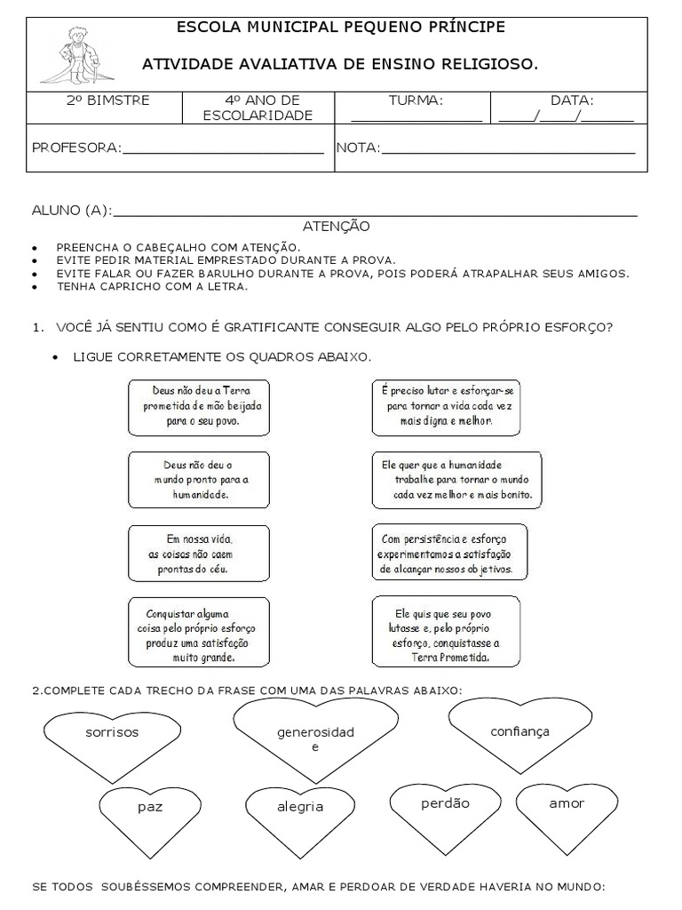 Avaliação de Ensino Religioso 4º e 5º Ano | PDF