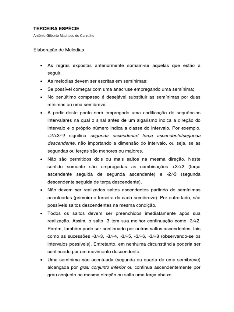 Regras do Contraponto: Terceira Espécie | PDF | Composições musicais ...