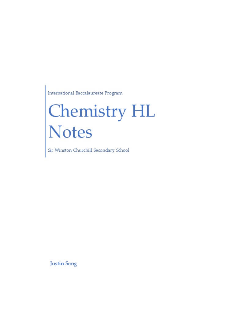 IB Chemistry HL Comprehensive Notes | PDF | Energy Level | Chemical Bond