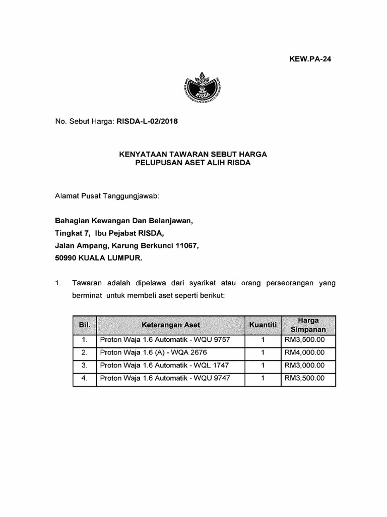 Alamat Ibu Pejabat Risda Ampang