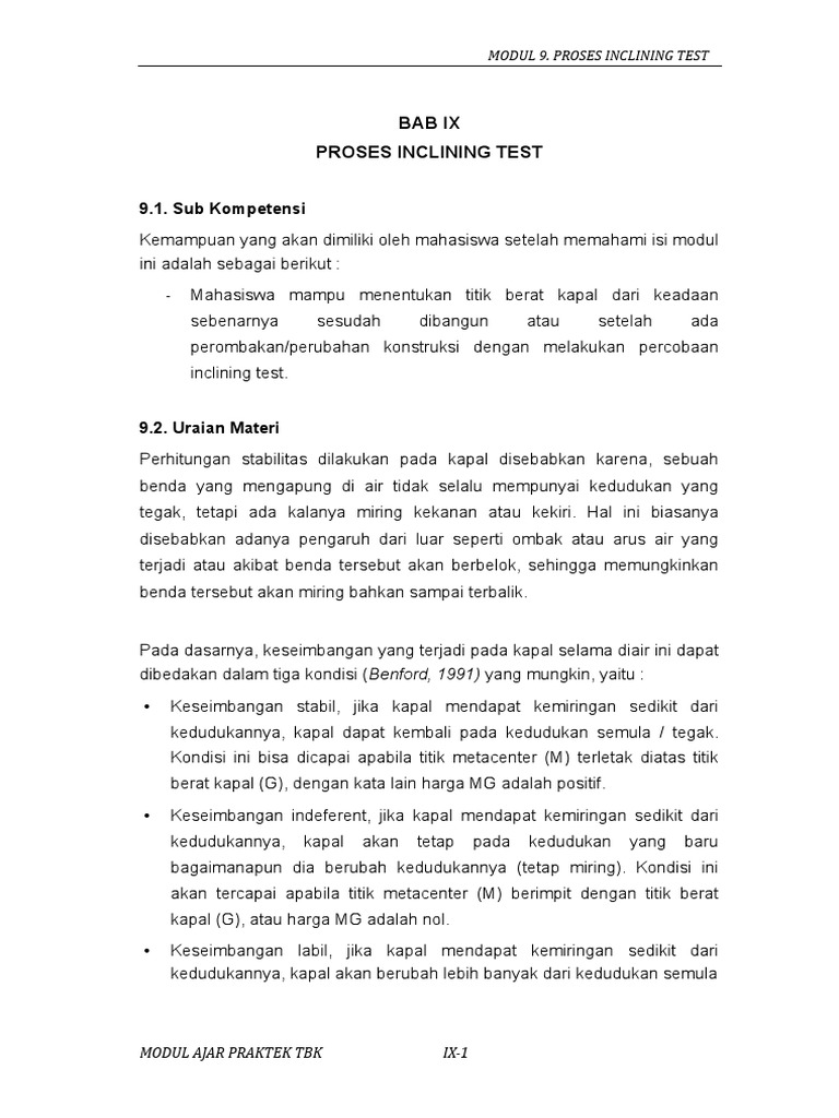 Proses Inclining Test pada Kapal | PDF