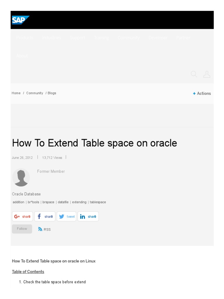 How To Extend Table Space On Oracle | PDF | Oracle Database | Databases