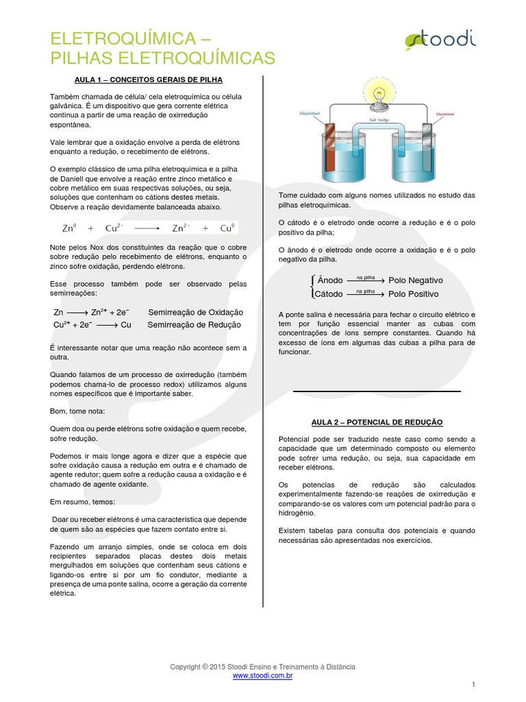 Quimica Eletroquimica Pilhas Eletroquimicas v02 | PDF | Bateria ...