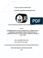 DETERMINACIÓN DEL STOCK DE CARBONO EN LA BIOMASA AÉREA Y NECROMASA EN DIFERENTES TIPOS DE VEGETACIÓN EN LA COMUNIDAD DE PUERTO ARTURO, DISTRITO TAMBOPATA, MADRE DE DIOS-PERÚ