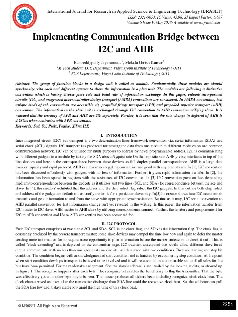 Implementing Communication Bridge Between I2C and AHB | PDF | Computer ...