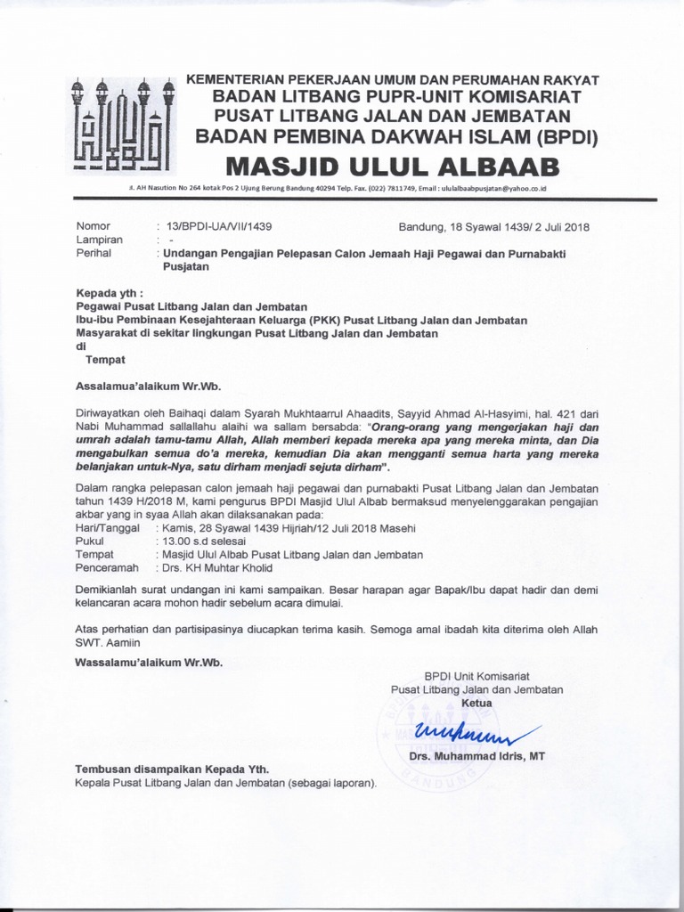Contoh Undangan Pengajian Haji