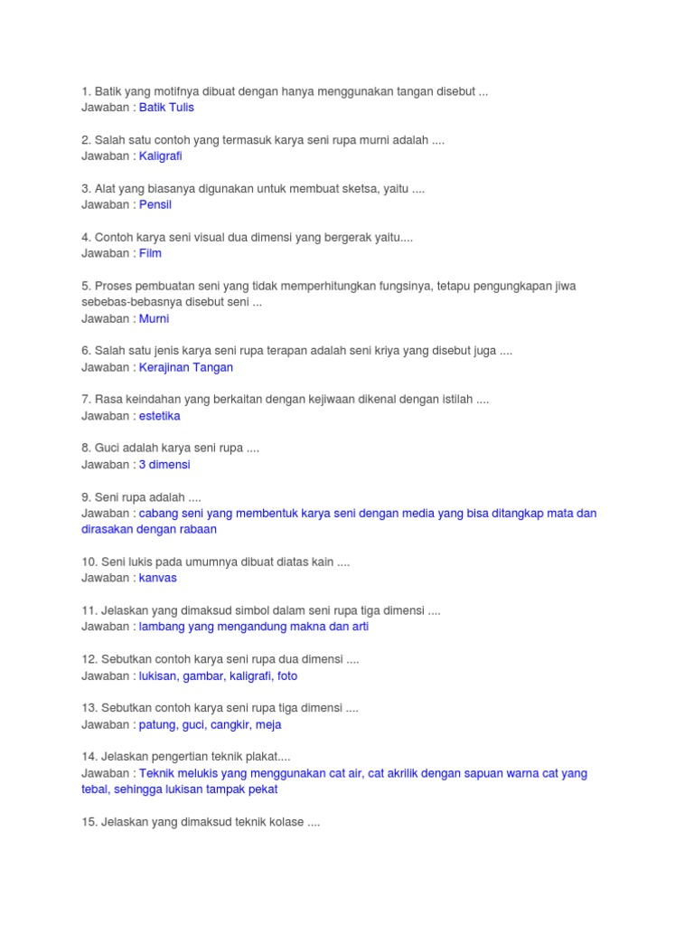 Sebutkan Contoh Karya Seni Rupa Dua Dimensi Aneka Macam Contoh