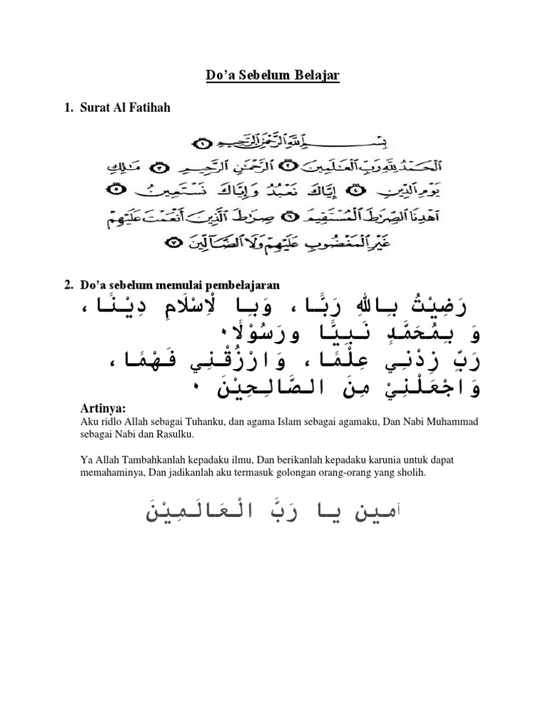 Doa Sebelum Belajar Pdf