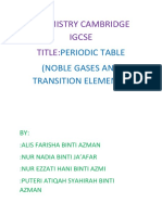 Chemistry Cambridge Igcse Title:: Periodic Table (Noble Gases and Transition Elements)