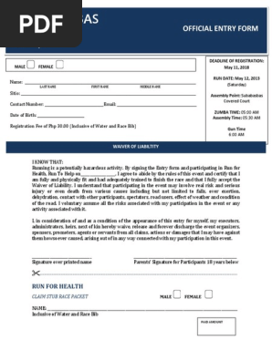 Fun Run Registration Form