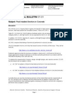 DSC Technical Bulletin 07-01: Post Installed Anchors in Concrete