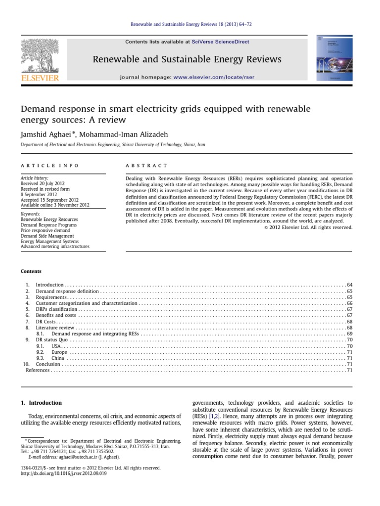 Demand Response in Renewable Grids | PDF | Electrical Grid | Wind Power