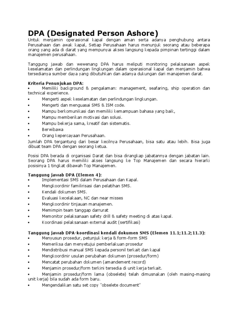 DPA (Designated Person Ashore) PDF 