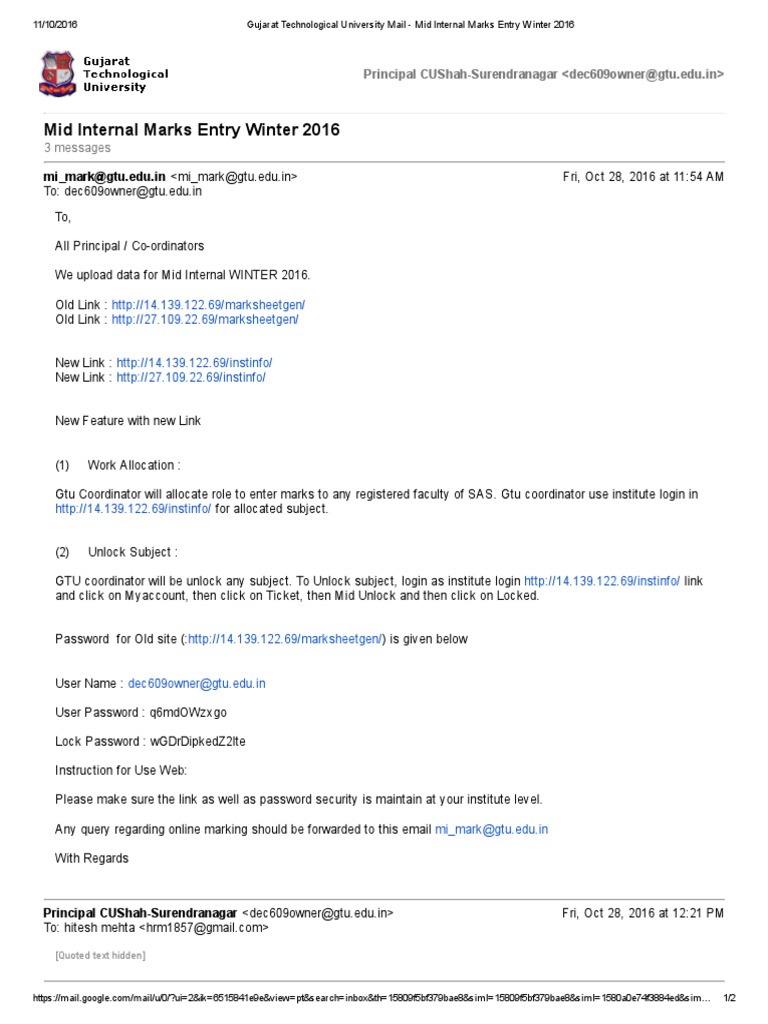 GTU Winter 2016 Marks Entry Guide | PDF | Password | Hypertext Transfer ...