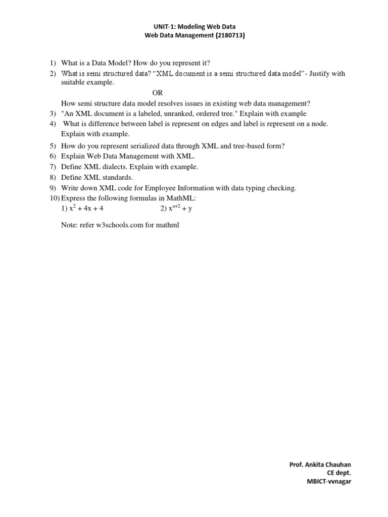UNIT-1: Modeling Web Data Web Data Management (2180713) | PDF ...
