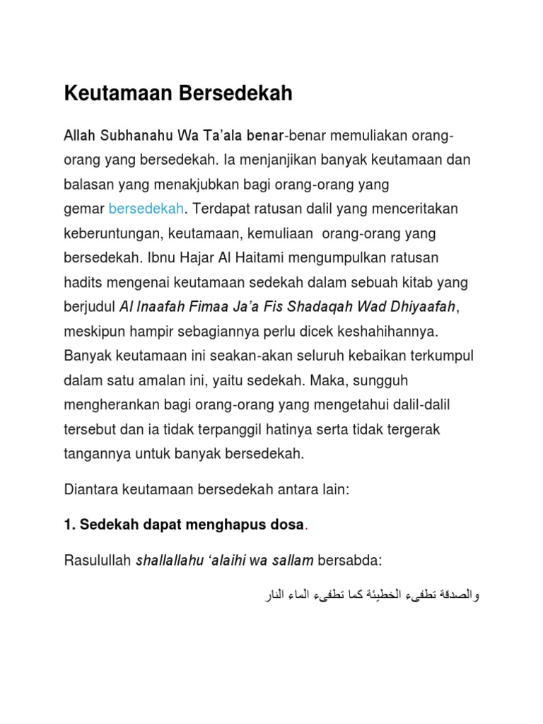 Contoh Soal Terbaru Contoh Kultum Tentang Sedekah