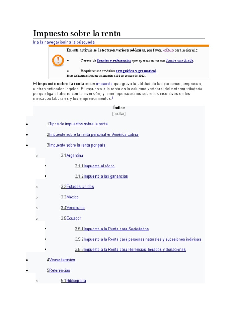 Impuesto Sobre La Renta | PDF | Impuesto sobre la renta | Impuestos