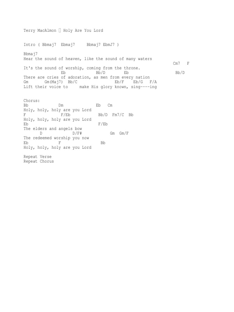 Holy Are You LordChords