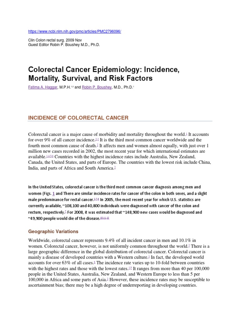 Colorectal Cancer: Incidence and Trends | PDF | Colorectal Cancer ...
