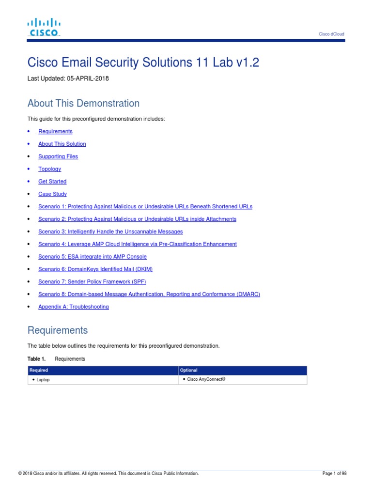Cisco Email Security Solutions 11 Lab v1.2: About This Demonstration ...