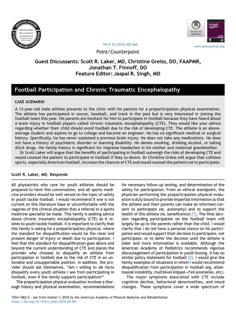 Football Risks: CTE in Youth Athletes | PDF | Chronic Traumatic ...