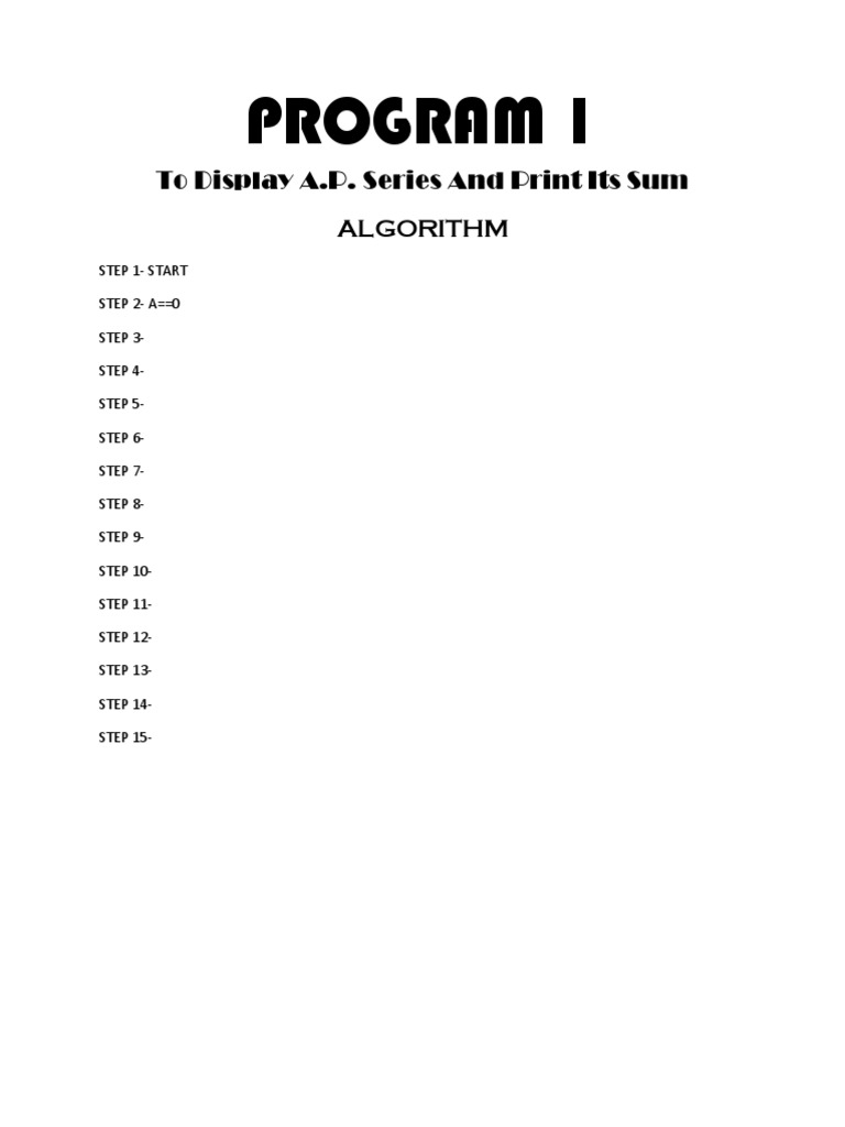 A.P. Series Display & Sum Algorithm | PDF