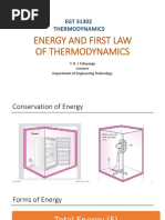 Energy and First Law of Thermodynamics