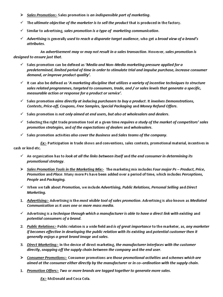 Sales Promotion, Direct Marketing, Personal Selling | PDF | Promotion ...