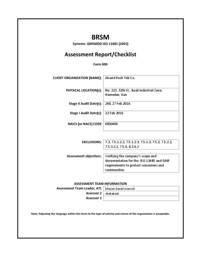 BRSM Form 009 Qms MDD Apt | PDF | Verification And Validation | Quality ...