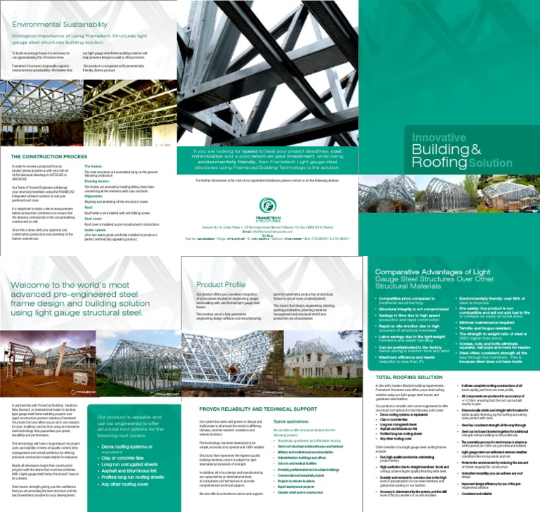 Frametech Steel Roof Solutions Overview | PDF | Roof | Sheet Metal