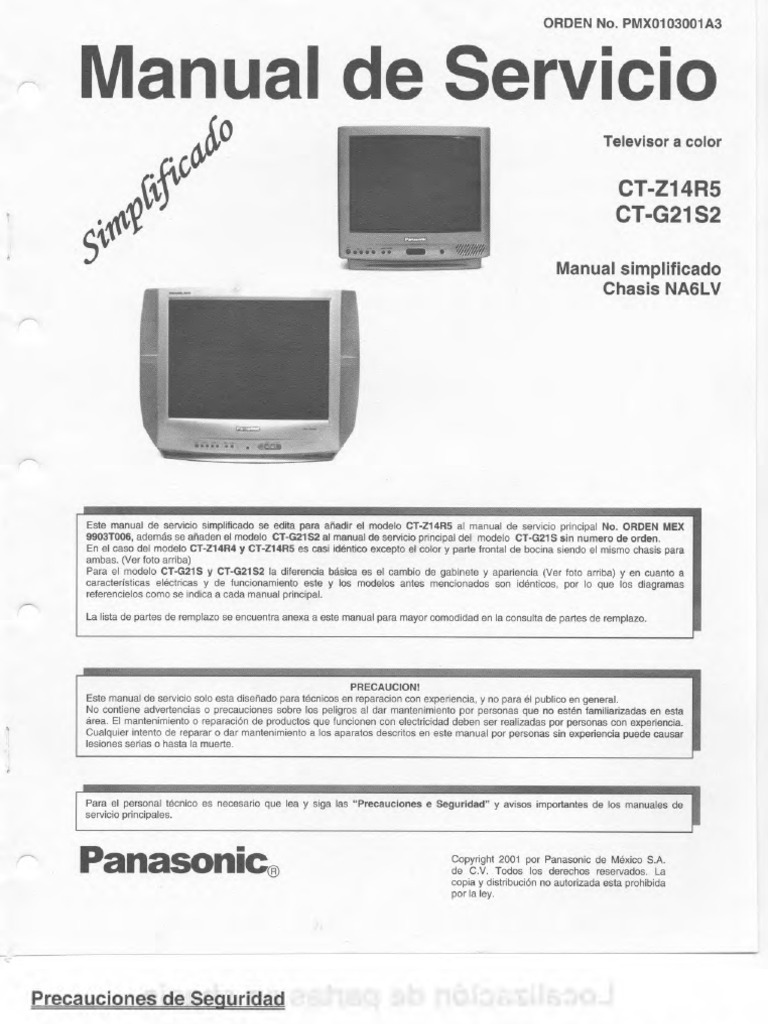 Chasis NA6LV Panasonic Manual Servicio | Tubo de rayos catódicos | Rayos x