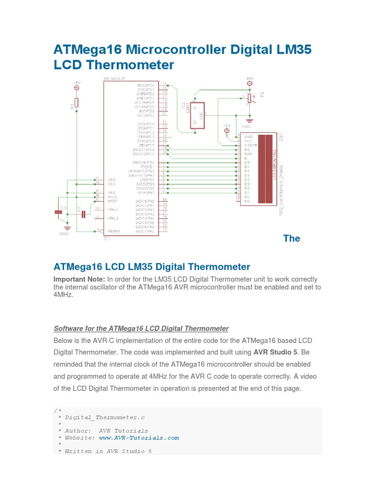 ATMega16 LCD Digital Thermometer Code | PDF | C (Programming Language ...