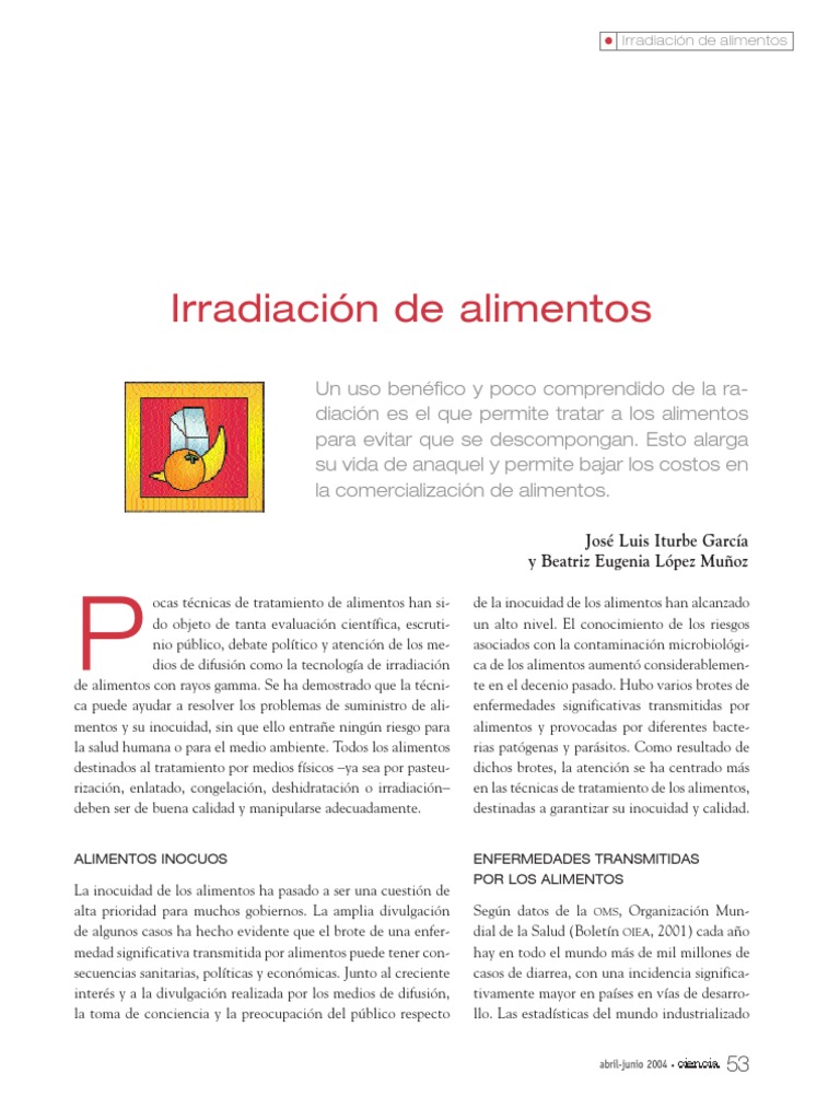 Irradiacion de Alimentos PDF | PDF | Radiación | Rayo gamma