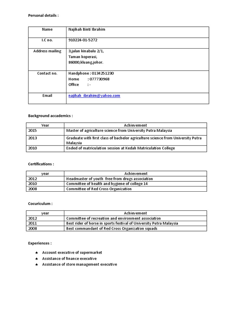 Najihah Ibrahim: Academic & Career Profile | PDF