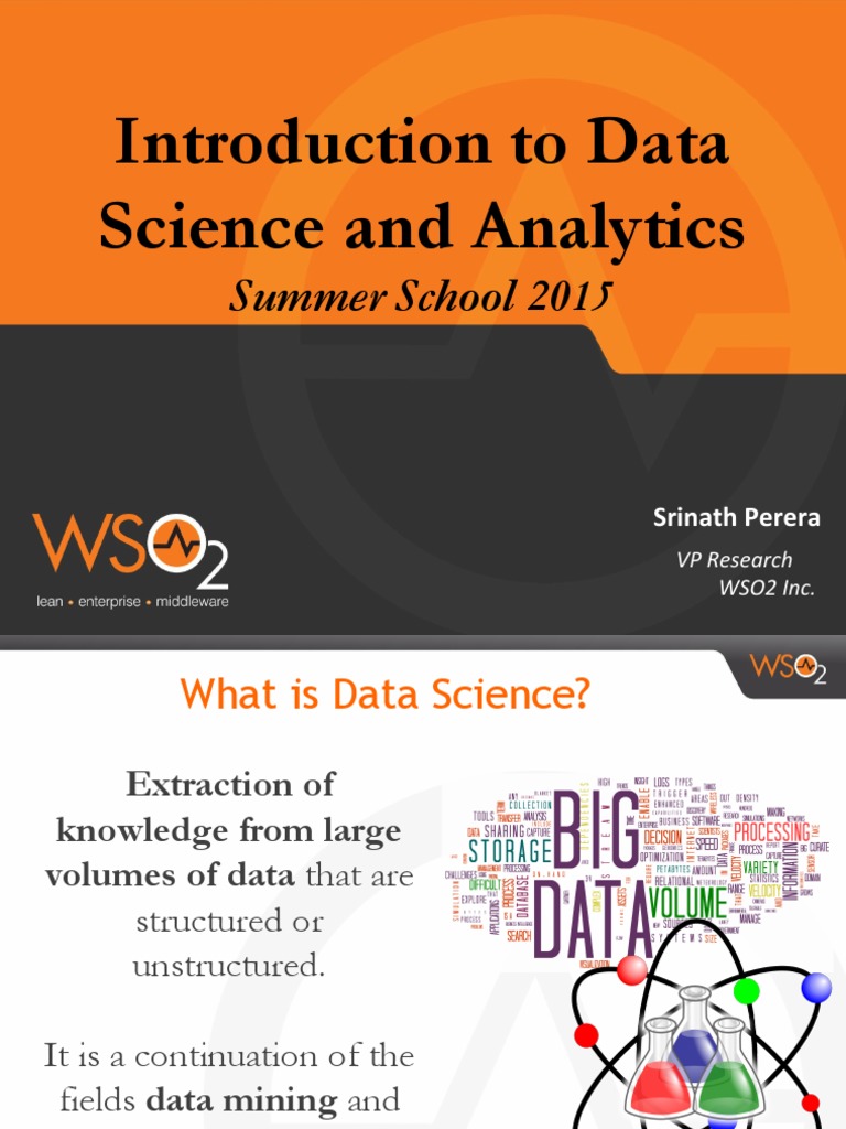 Introduction To Data Science and Analytics: Summer School 2015 | PDF ...