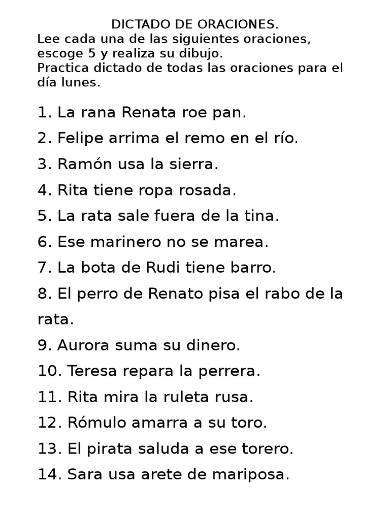 Dictado De Oraciones Cuarto Grado Image to u
