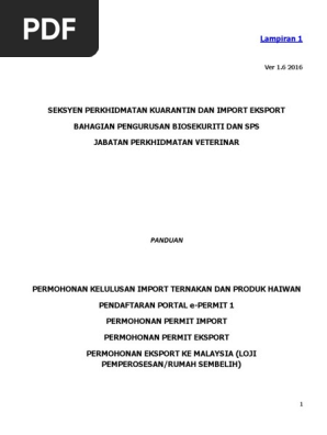 Tatacara Permohonan Pengimportan Haiwan Dan Produk Ver 1 6 2016 23 Feb 2016 Pdf