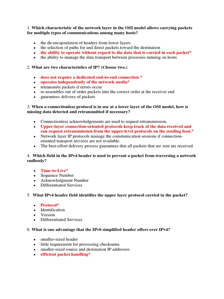 Cisco Chapter 6 Exam Answers V6