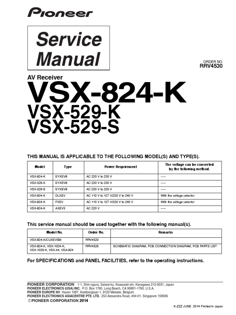 Pioneer Vsx 824 K Vsx 529 K Vsx 529 S Rrv4530 Bluetooth Resistor