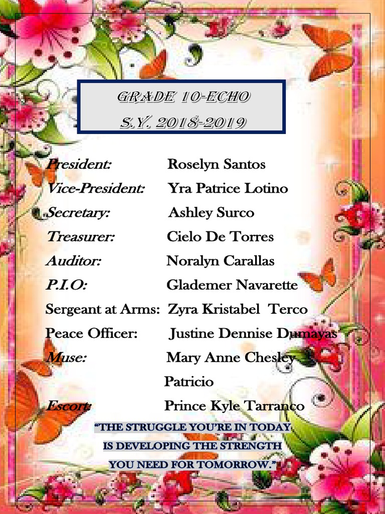 Class Officer Roster and Roles | PDF