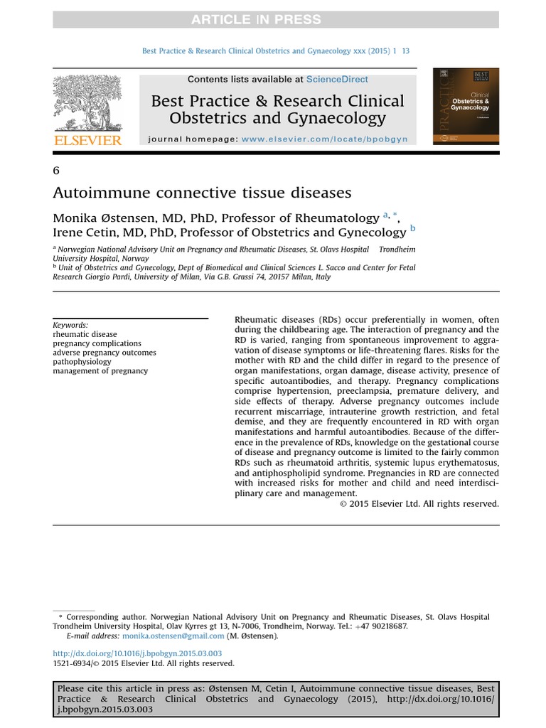 Autoimmune connective tissue diseases.pdf Preterm Birth