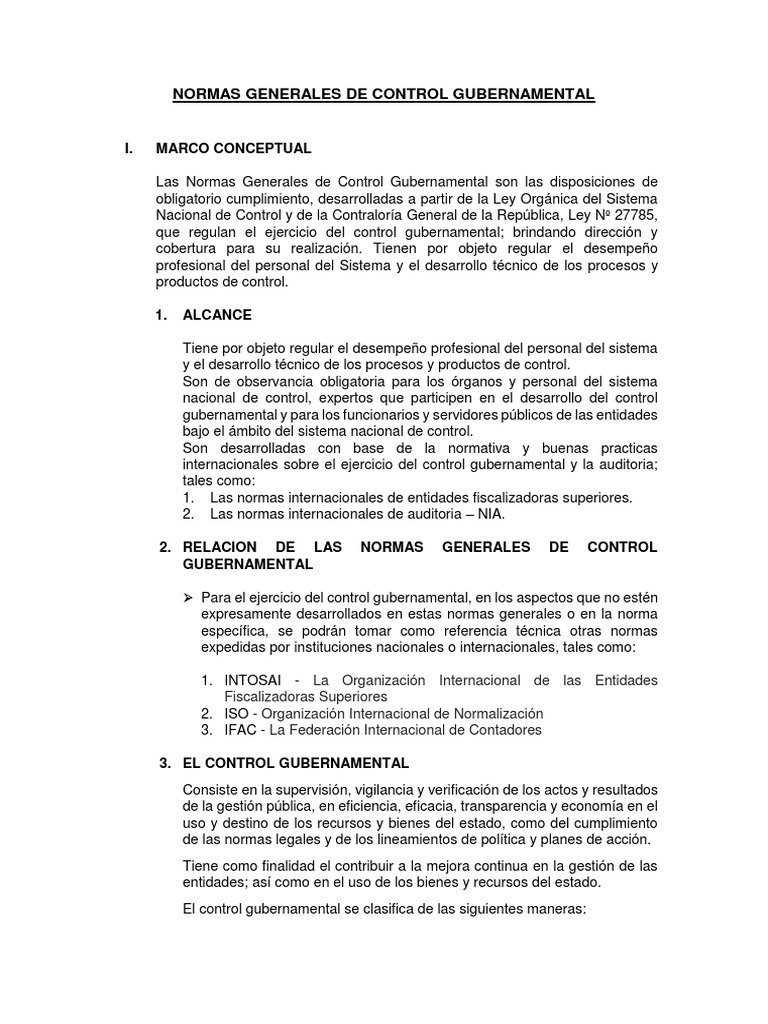 Normas de Control Gubernamental 2023 | PDF | Calidad (comercial ...