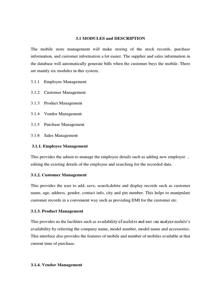3.1 Modules and Description | PDF | Business | Computers