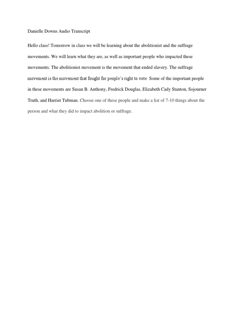 Danielle Downs Audio Transcript | PDF | Social Science | History
