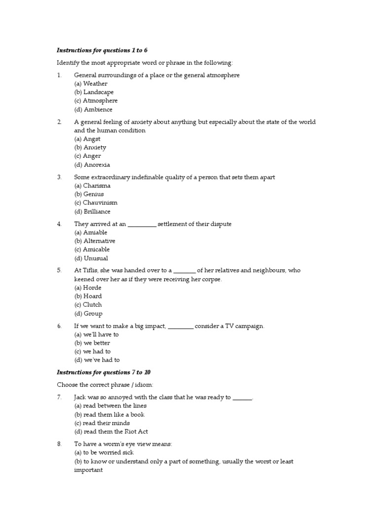 Instructions For Questions 1 To 6 | PDF | Pi | Line (Geometry)
