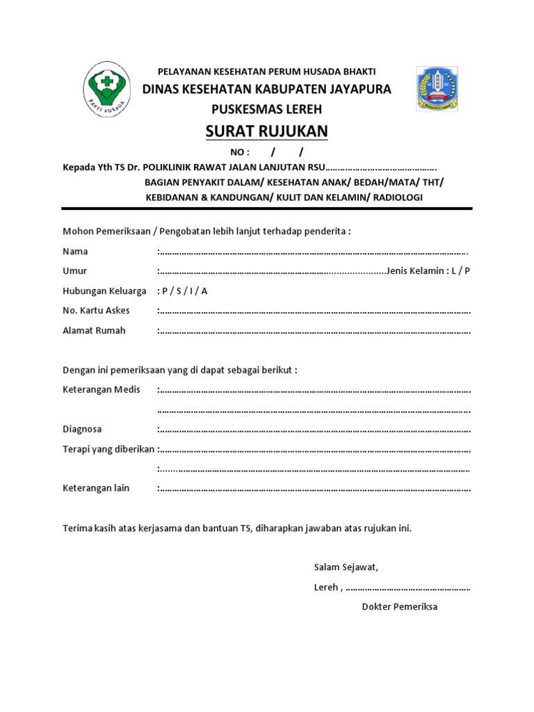 Surat Rujukan Ke RS | PDF