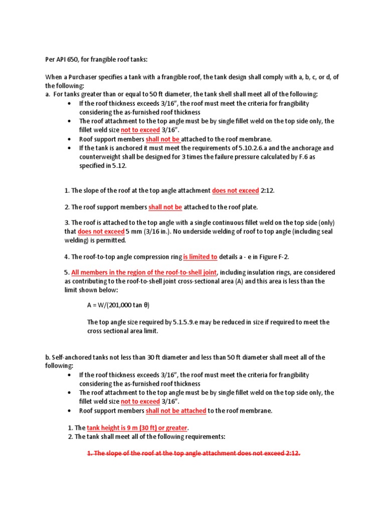 Ies Techbrief Frangible Roof Criteria For Api 650 Docx Angle Roof