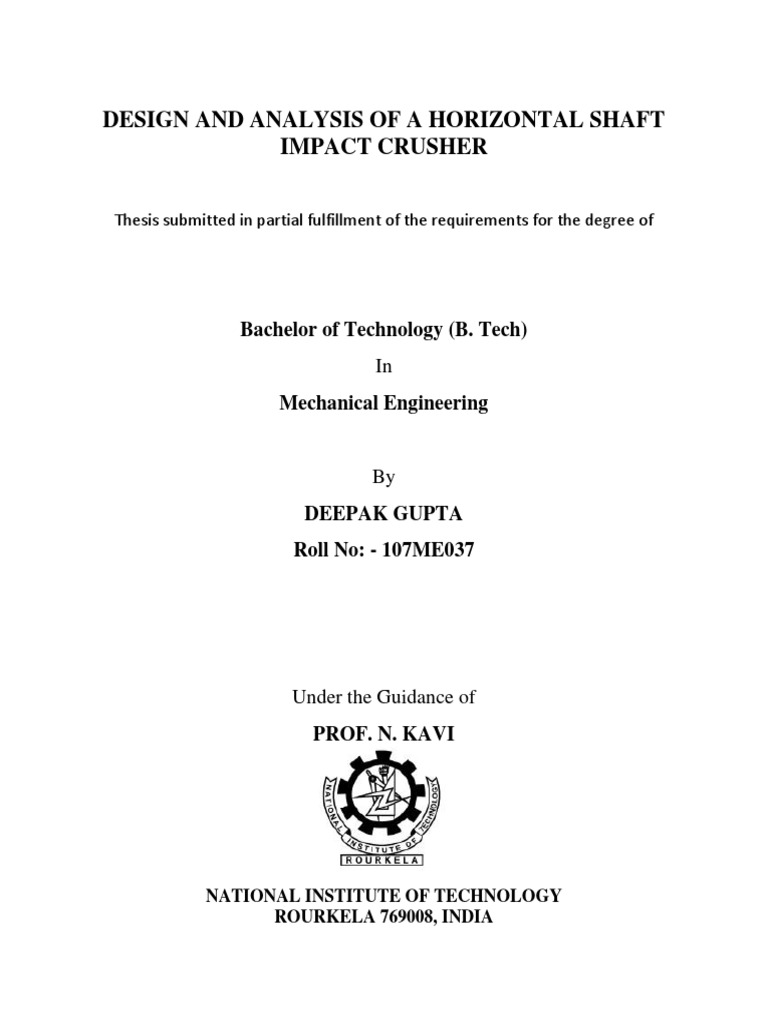 Hammer Crusher Design PDF Bending Belt (Mechanical)