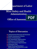 U.S. Department of Labor Mine Safety and Health Administration Office of Assessments