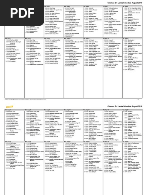 Cinemax Sri Lanka Schedule August 2016
